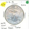 Image 1 : USA 2004 Liberty silver eagle dollar 1 troy oz .999 silver proof