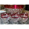 Image 1 : Cranberry Punch Bowl + 7 Cups