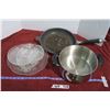 Image 1 : Lot of Decorative Glass Serving Plates + Pot & Pan