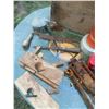 Image 2 : Wooden Crate Of Old Tools + Hinges + Etc.