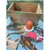 Image 4 : Wooden Crate Of Old Tools + Hinges + Etc.