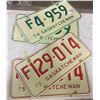 Image 4 : (2) 1974 + 1975 Saskatchewan License Plates