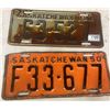 Image 1 : 1948 + 1950 Saskatchewan License Plates