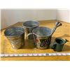 Image 1 : 4 Tin Metal Pails/ Watering Cans