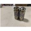 Image 2 : Silver tone Salt&Pepper with cobalt glass 4"tall