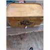Image 1 : Antiqiue wooden suitcase with misc. items