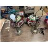 Image 3 : Pair coca-cola table lamps Tiffany style leaded glass
