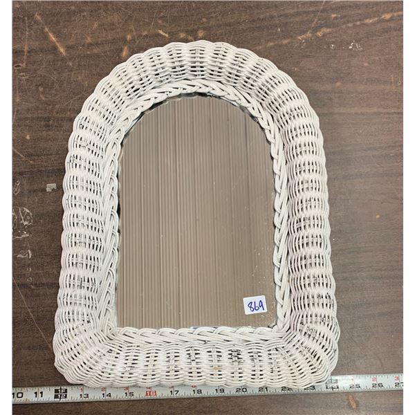 Vintage white wicker mirror