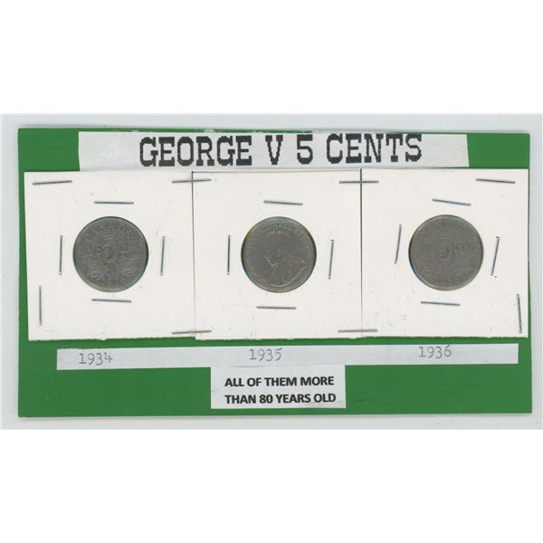 George V Five Cent 1934, 1935, 1936