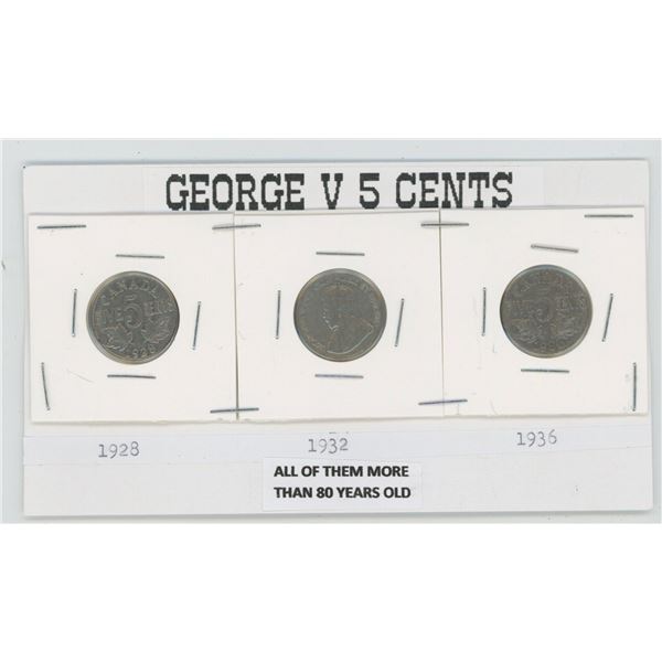 George V Five Cent 1928, 1932, 1936