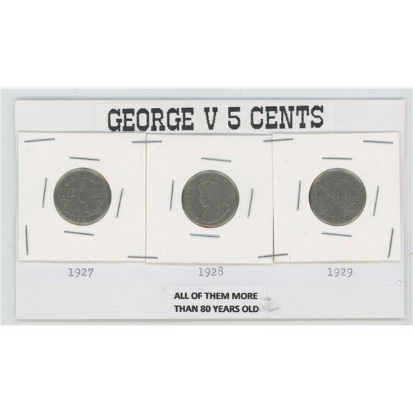 George V Five Cent 1927, 1928, 1929