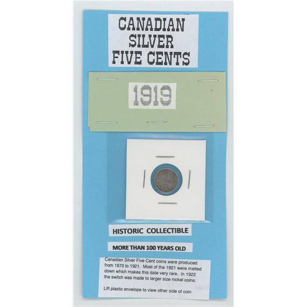 Silver Five Cents 1919