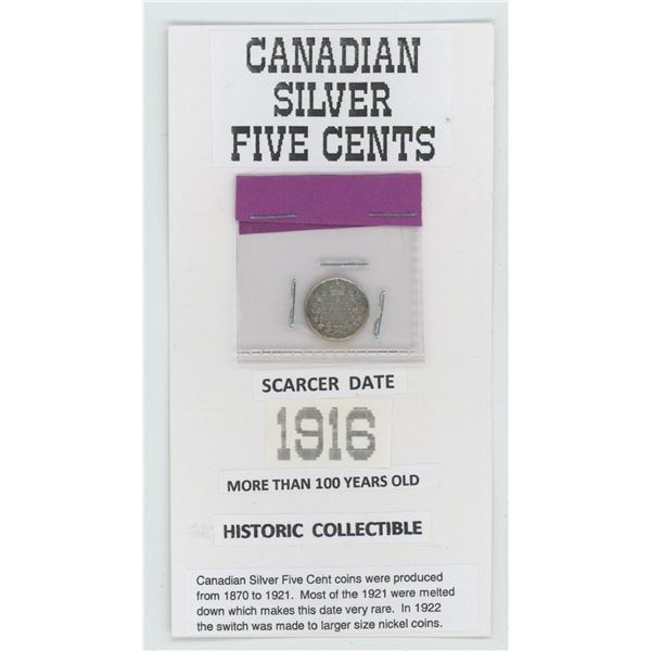 Silver Five Cents 1916