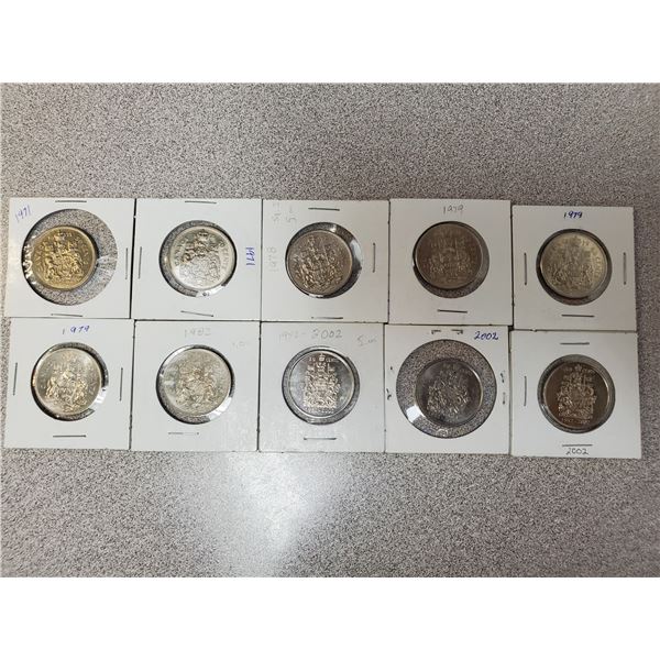 10 X 50 CENTS 1971, 78, 79, 82, 2002