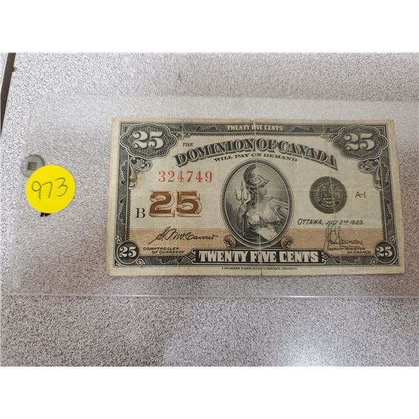 1923 25 CENT SHINPLASTER