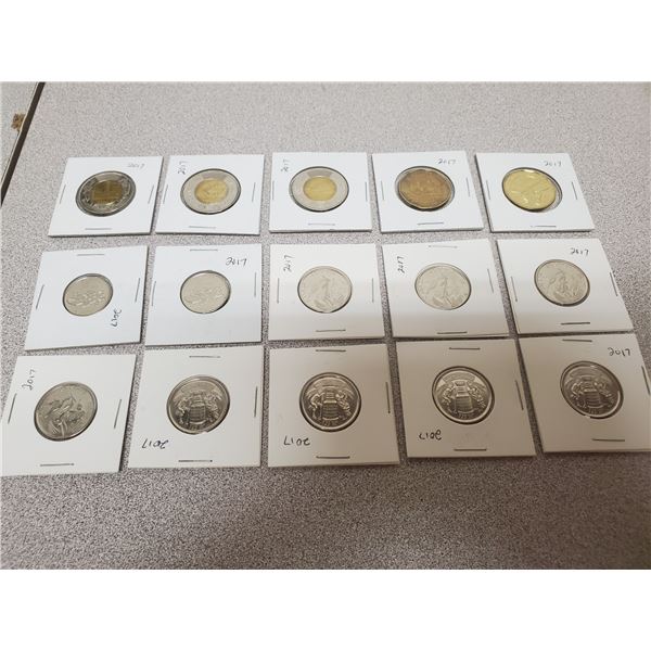 LOT OF COLLECTIBLE 2017 COINS -TOONIE, LOONIE, QUARTER $10.50 FACE VALUE