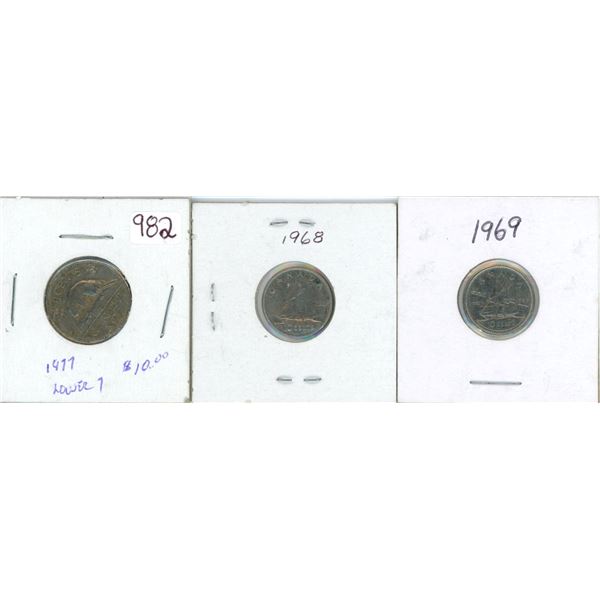 2 X 10¢ (1968 & 1969) & 1 5¢ 1977 lower 7
