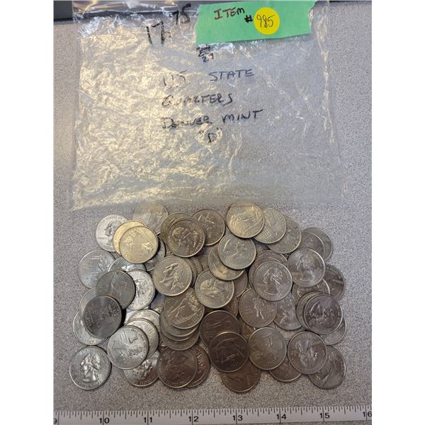 US 'state' quarters, 'Denver' mint face value $17.75 USD