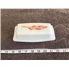 Image 1 : Vintage Pyrex Autumn Harvest Wheat covered butter dish, white milk glass.  No chips or cracks, excel