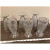 Image 1 : Vintage set of 6 Jeanette glass clear Iris & Herringbone 6" footed tumblers.