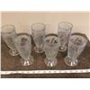 Image 2 : Vintage set of 6 Jeanette glass clear Iris & Herringbone 6" footed tumblers.
