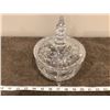 Image 1 : Vintage Pinwheel clear lead crystal 3 footed covered candy dish, 6" diameter, 9" tall
