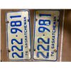 Image 1 : (2) 1976 Saskatchewan License Plates