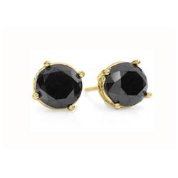 CERTIFIED 1.50ctw BLACK DIAMOND STUD EARRINGS 14KT GOLD