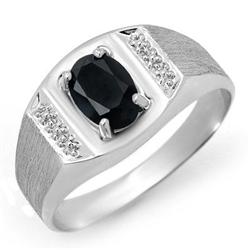 CERTIFIED 2.00ctw SAPPHIRE MEN'S RING IN WHITE GOLD