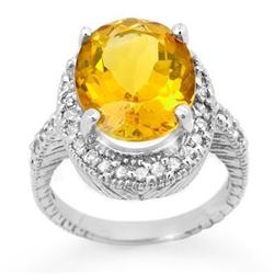 OVERSTOCK 6.0ctw CITRINE & DIAMOND RING 14KT WHITE GOLD