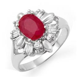CERTIFIED 2.45ctw RUBY & DIAMOND RING IN WHITE GOLD