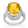 Image 1 : OVERSTOCK 6.0ctw CITRINE & DIAMOND RING 14KT WHITE GOLD