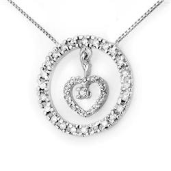 ACA CERTIFIED 0.50ctw DIAMOND HEART NECKLACE WHITE GOLD