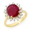 Image 1 : ACA CERTIFIED 3.68 ctw RUBY & DIAMOND RING YELLOW GOLD