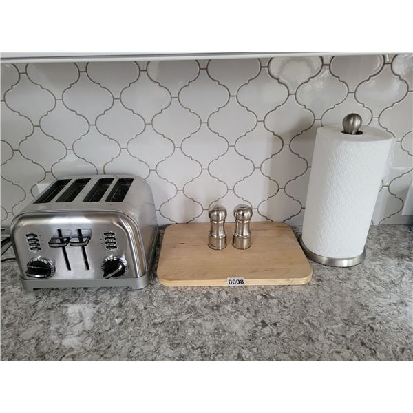 Cuisinart 4 Slot Toaster/Cutting Board/Paper Towel Holder/S+P Shakers