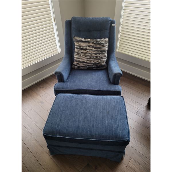 Blue Lounger with ottoman 39"H x 32"W x 56"L