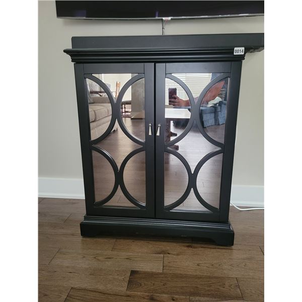 Black 2 Door Cabinet with decorative glass 31"L x 14"W x 37"H