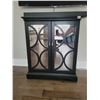 Image 1 : Black 2 Door Cabinet with decorative glass 31"L x 14"W x 37"H