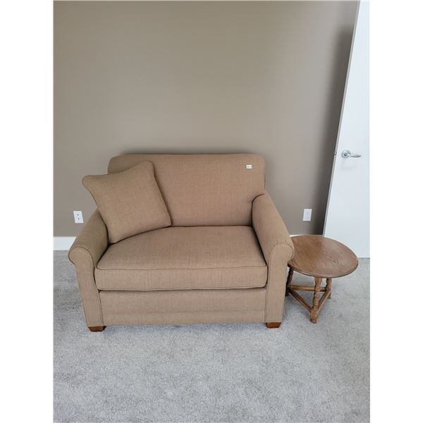 Brown LazyBoy Single Hide-a-bed with Side Table