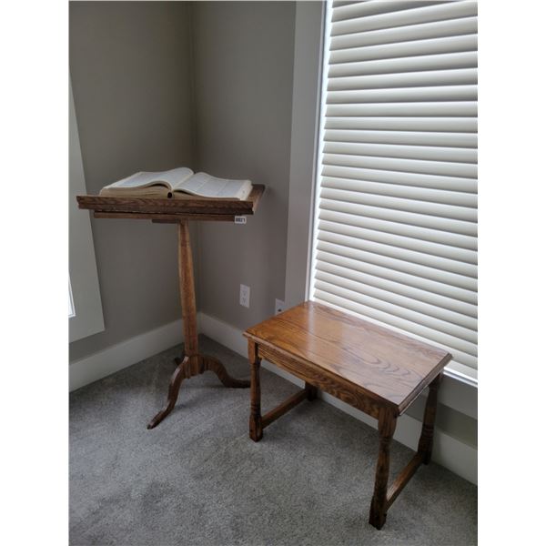 Wooden Table 24"L x 15"W x 18"H/Book Stand with Dictionary's 24"L x 16.5"W x 36"H
