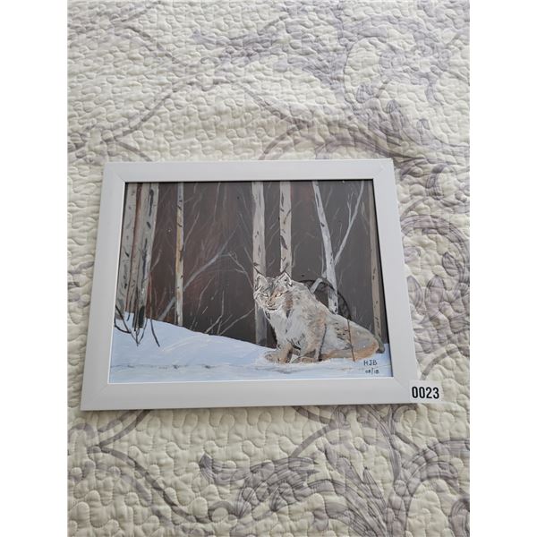 Bobcat Canvas Painting by HJB 08/18 16"W x 13"H