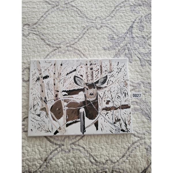 "Muley in Cover" Canvas Painting by HJB 16"W x 12"H