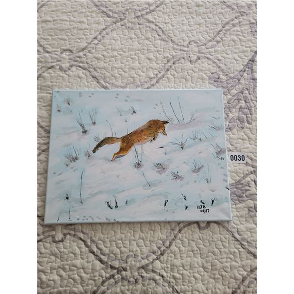 Fox Canvas Painting by HJB 16"W x 12"H