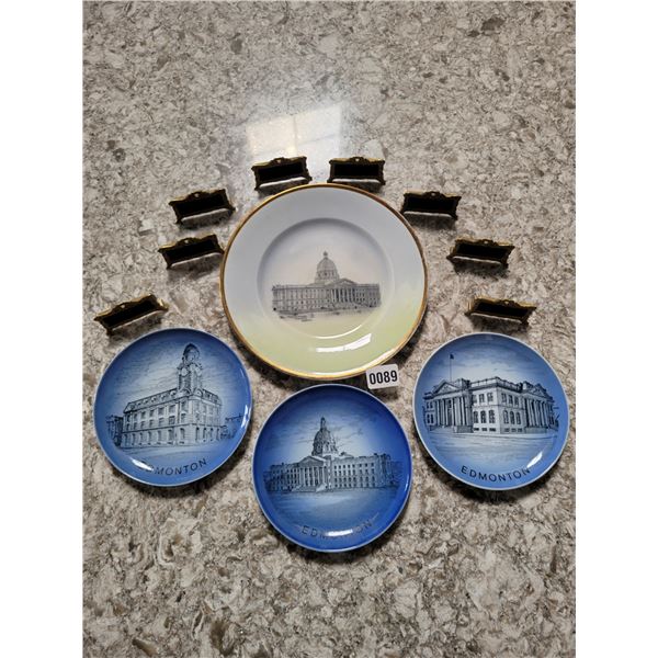 Assorted Commemorative Edmonton Decorative Plates & Place setting labels