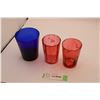 Image 1 : (2) Cranberry Beakers + Bristol Glass Beaker