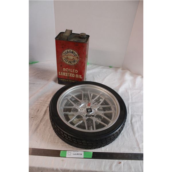 GM Tire Clock and Toronto Elevators Linseed Oil Tin