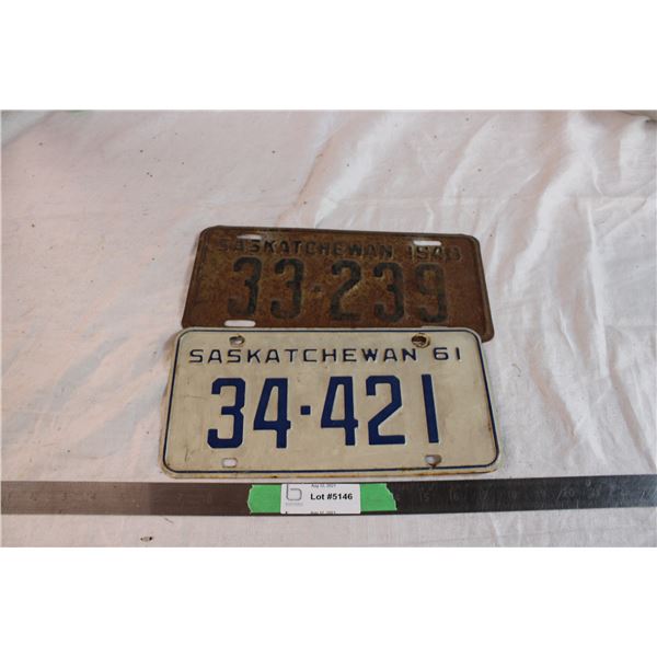 1948 and 1961 Sask Licence Plates