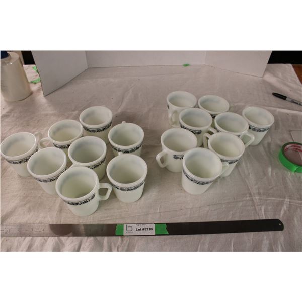 (2X THE MONEY) Pyrex Coffee Mugs 16 Mugs Blue