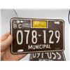 Image 2 : (2) BC Municipal License plates (with 1986 sticker)