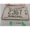 Image 3 : 1967, 1968 BC Exempt Municipal Plates